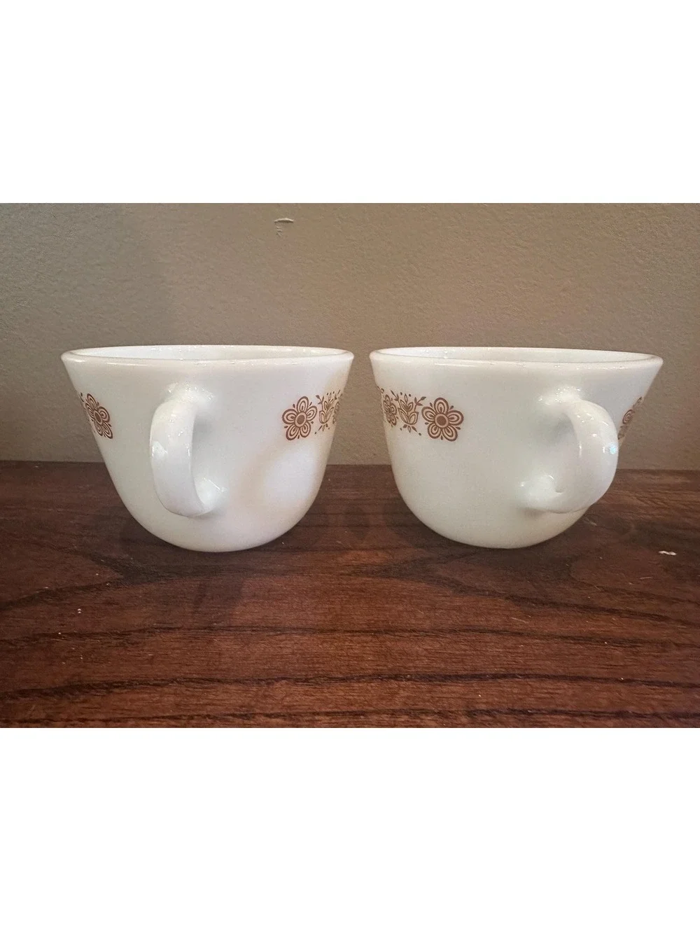 Vintage 1970's PYREX Corning Butterfly Gold Coffee Mug Cups White Glass